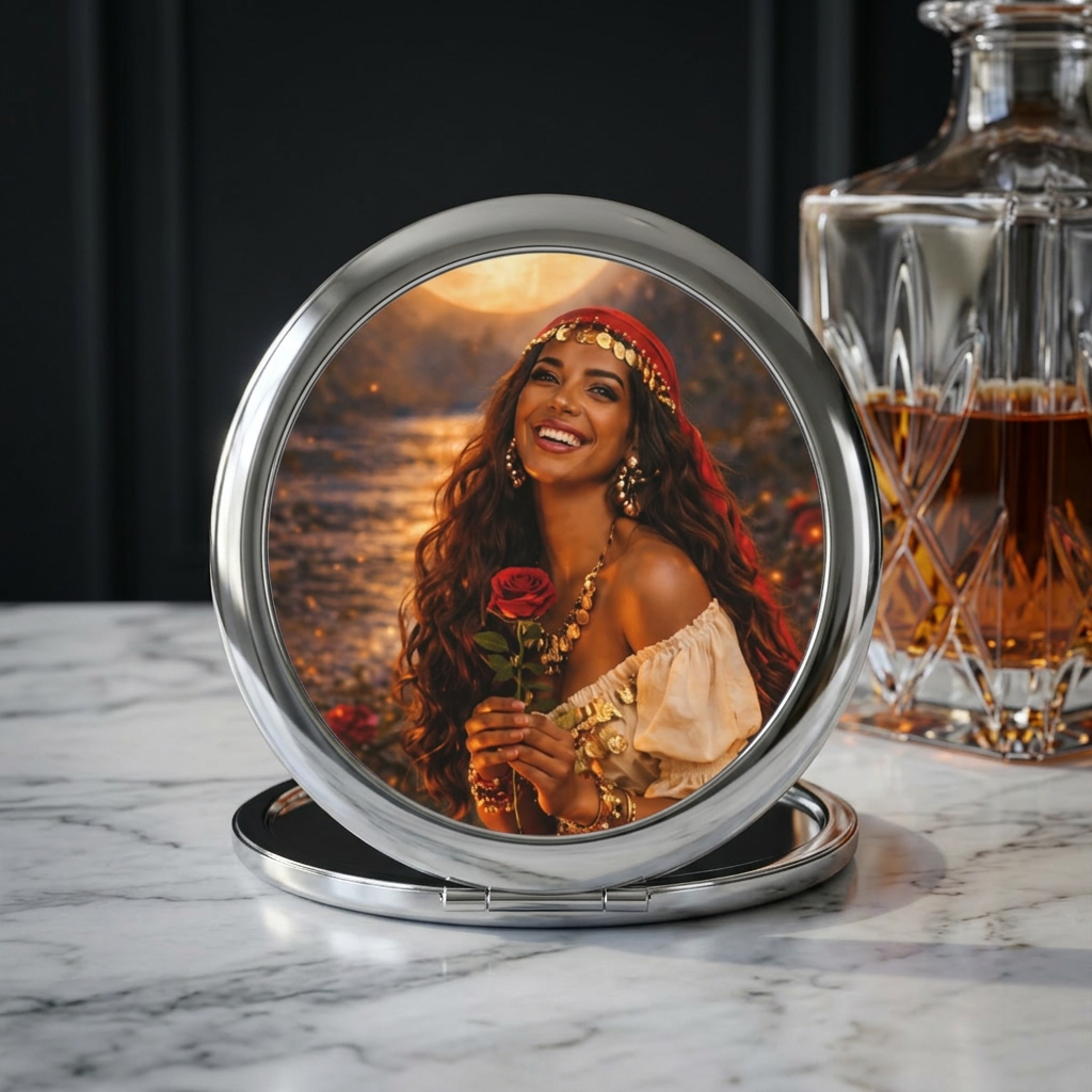 Compact Travel Mirror — Gypsy Rose Portrait Compact Mirror, Portable Pocket Makeup Mirror